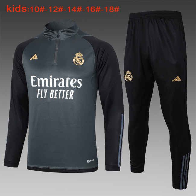 23-24 Real Madrid High Quality Kids Half Pull Tracksuit