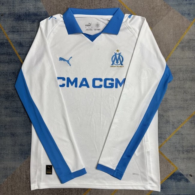 25-26 Marseille Home Long Sleeve Soccer Jersey 1:1 Thai Quality (长袖)