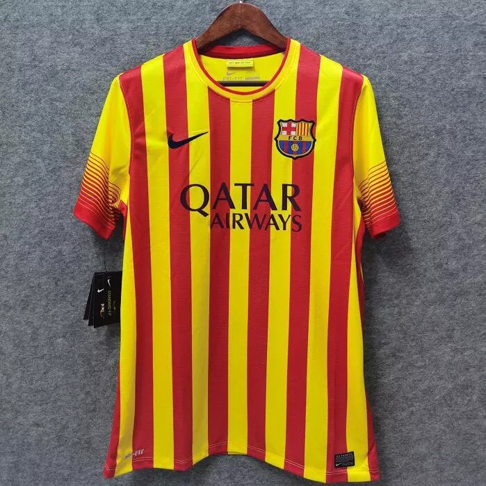 2013-2014 Barcelona Away Yellow Retro Soccer Jersey