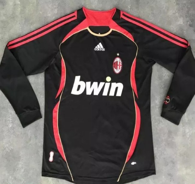 2006-2007 AC Milan Third Black Long Sleeve Retro Soccer Jersey