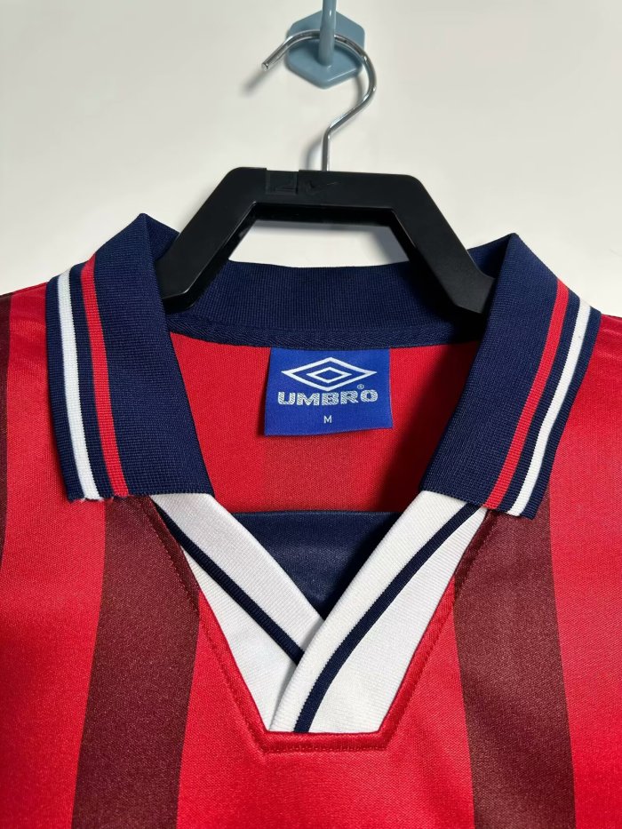 1998 England Away Red Retro Soccer Jersey