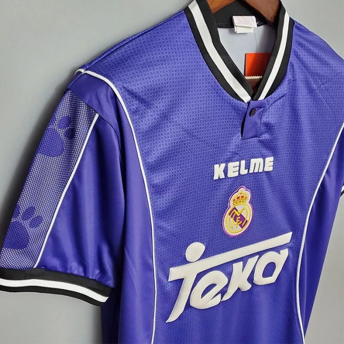 1997-1998 Real Madrid Away Blue Retro Soccer Jersey