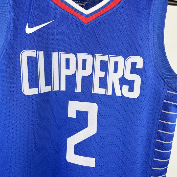2023 Clippers LEONARD #2 Blue Top Quality Hot Pressing Kids NBA Jersey