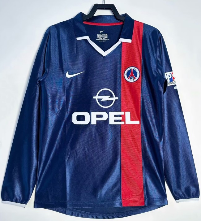 2001-2002 Paris Saint-Germain Home Long Sleeve Retro Soccer Jersey