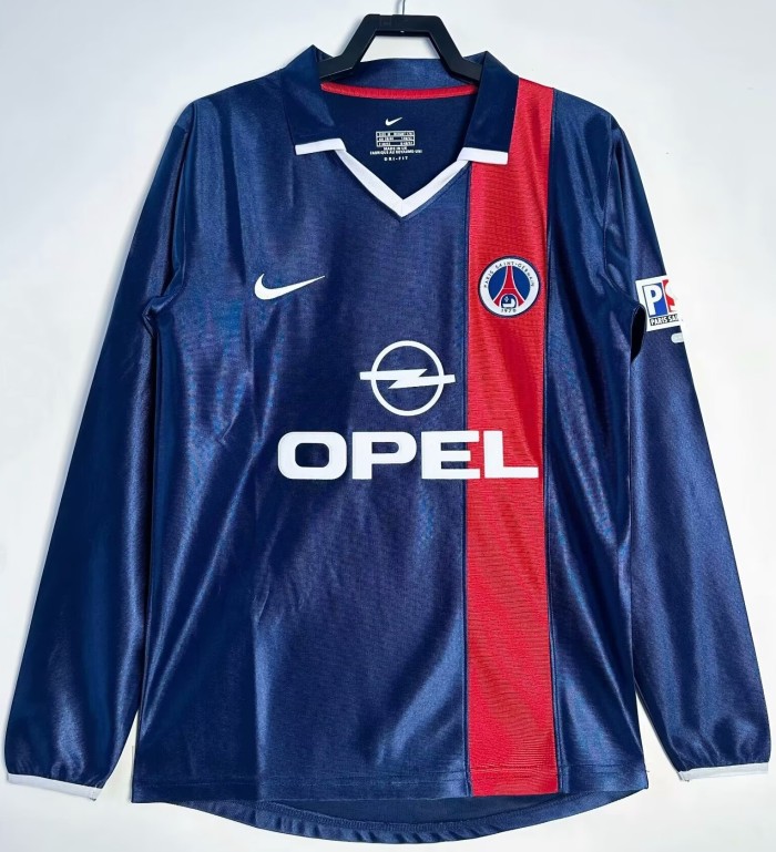 2001-2002 Paris Saint-Germain Home Long Sleeve Retro Soccer Jersey