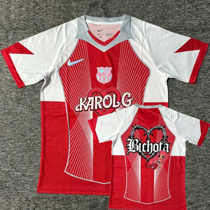 25-26 BAR Red White Special Edition Fans Training Shirts 1:1 Thai Quality