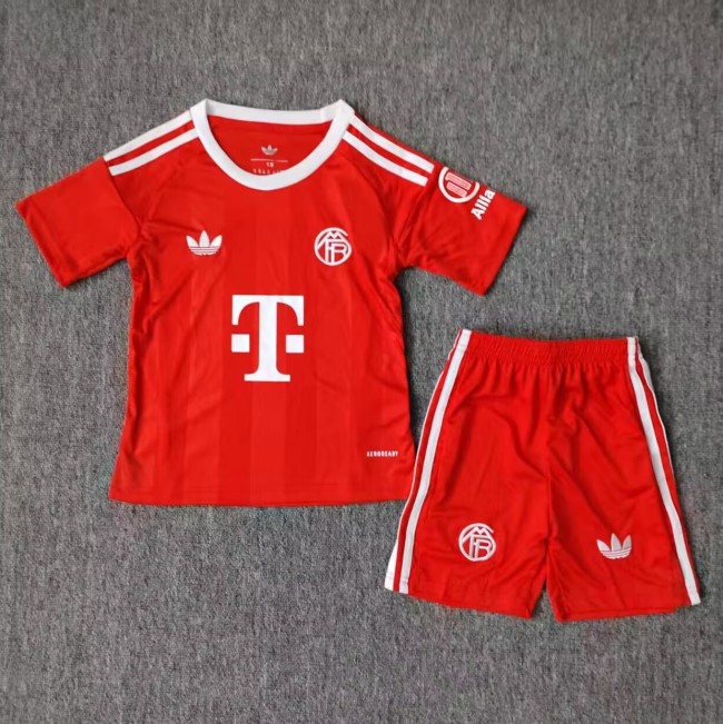 25-26 Bayern Red Goalkeeper Kids Soccer Jersey 1:1 Thai Quality