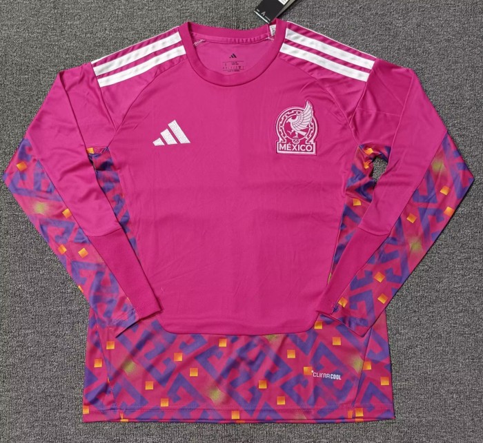 2026 Mexico Pink Red Goalkeeper Long Sleeve Soccer Jersey (长袖)