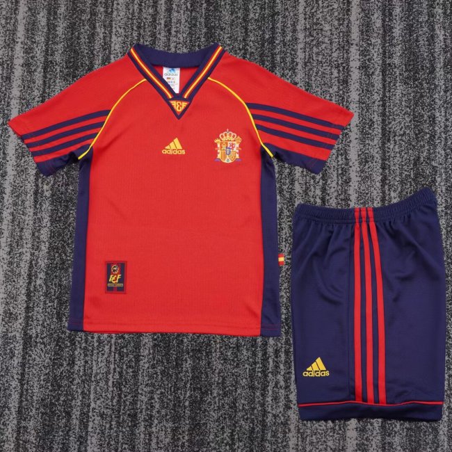 1998 Spain Home Retro Kids Soccer Jersey