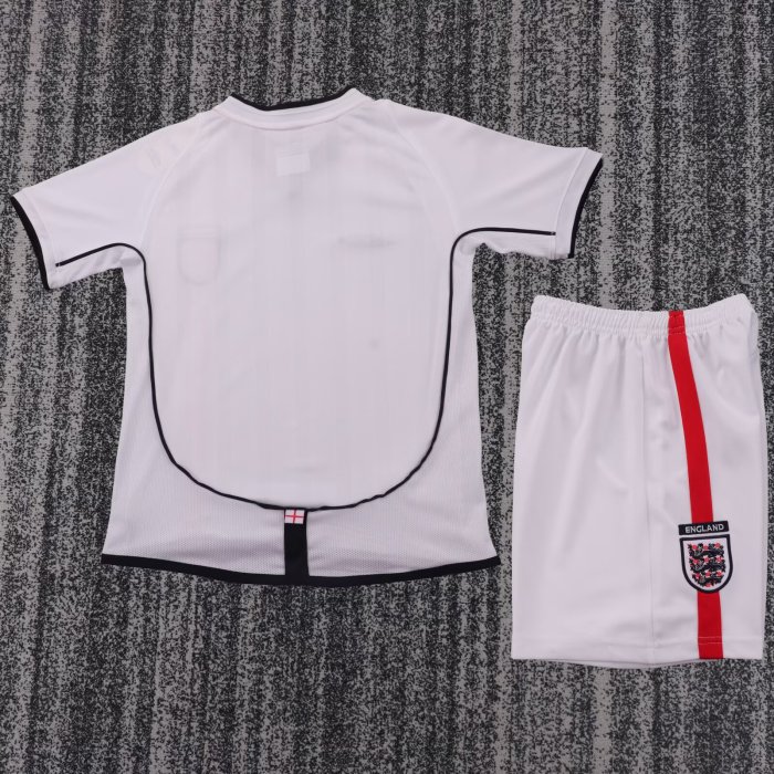 2002 England Home Kids Retro Soccer Jersey