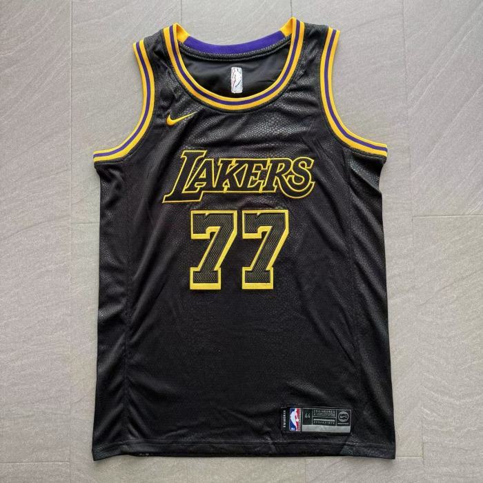 Lakers Dončić #77 Black Snake Pattern Top Quality Dense Embroidery NBA Jersey