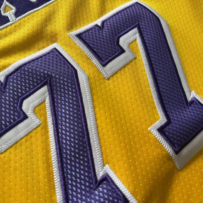 2025 Lakers Dončić #77 Yellow Top Quality Dense Embroidery NBA Jersey