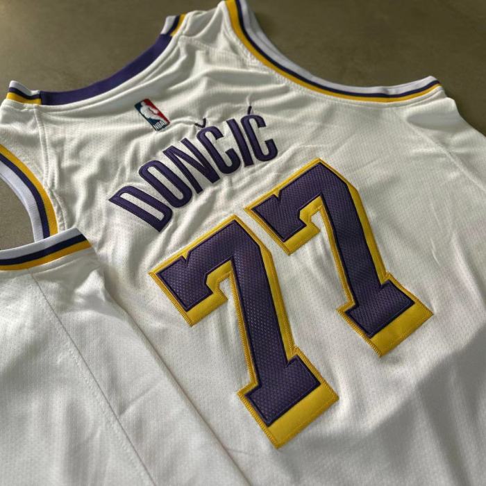 2025 Lakers Dončić #77 White Top Quality Dense Embroidery NBA Jersey