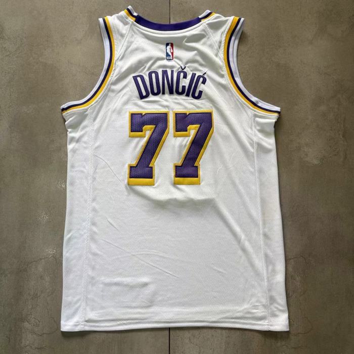 2025 Lakers Dončić #77 White Top Quality Dense Embroidery NBA Jersey