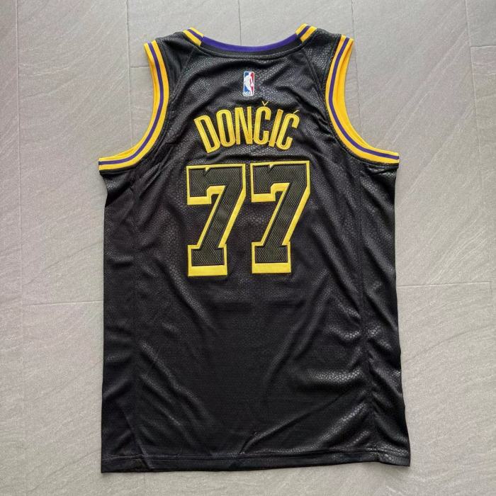 Lakers Dončić #77 Black Snake Pattern Top Quality Dense Embroidery NBA Jersey