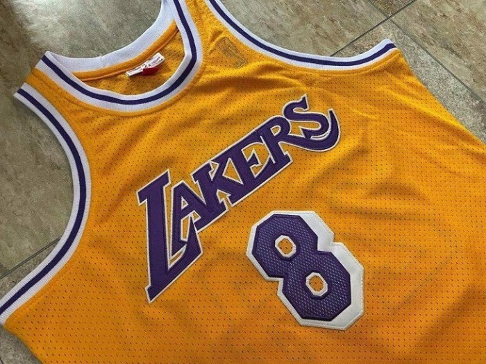 Lakers Bryant #8 & #24 Yellow Retro Top Quality Dense Embroidery NBA Jersey