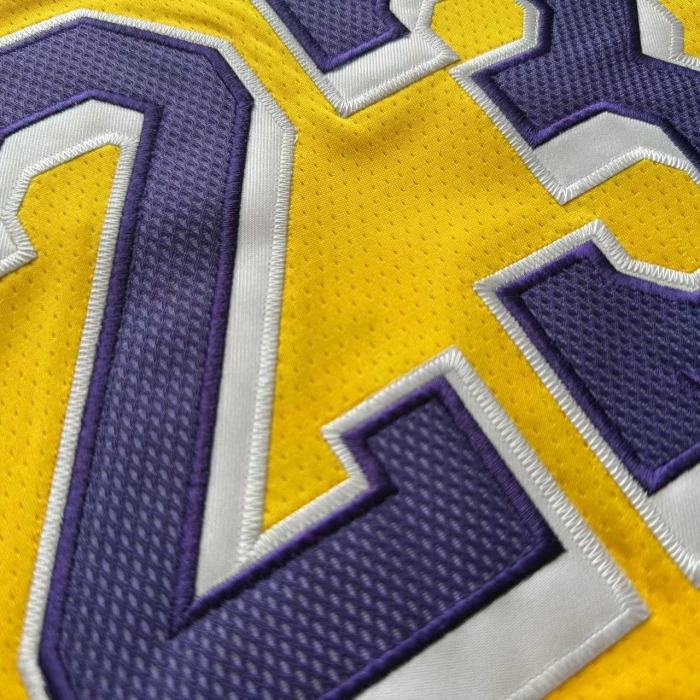 Lakers James #23 Yellow Honor Edition Top Quality Dense Embroidery NBA Jersey