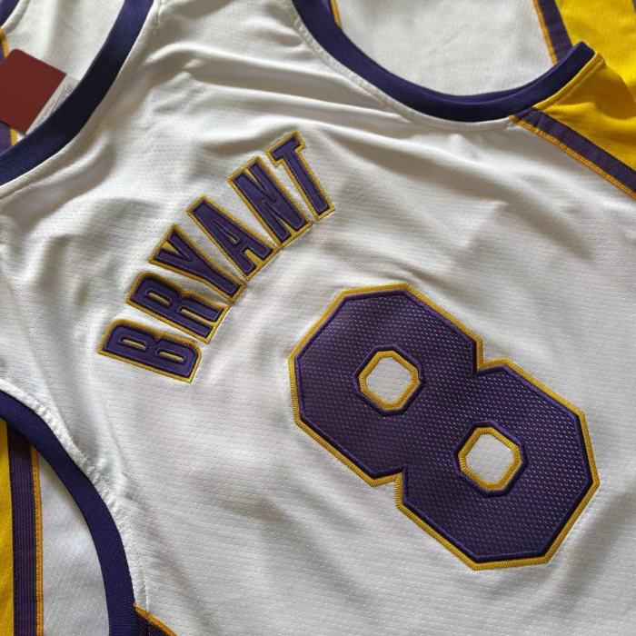 2003-2004 Lakers Bryant #8 White Top Quality Dense Embroidery NBA Jersey