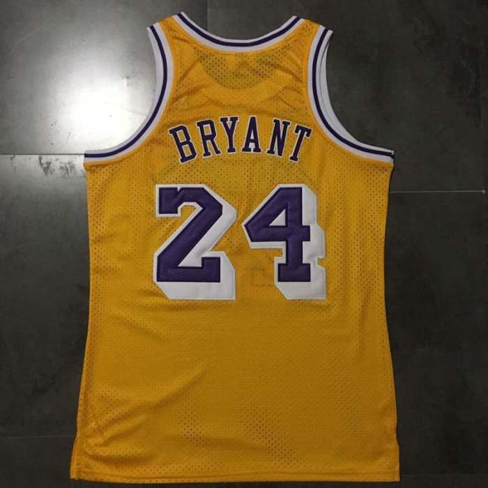 2007-2008 Lakers Bryant #24 Yellow 60th Anniversary Top Quality Dense Embroidery NBA Jersey