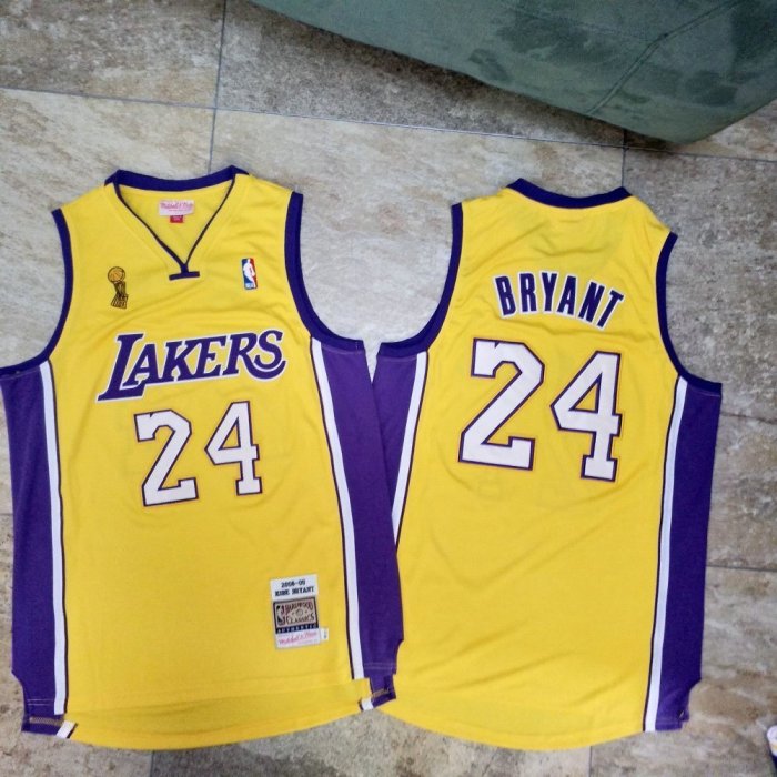2008-2009 Lakers Bryant #24 Yellow Top Quality Dense Embroidery NBA Jersey