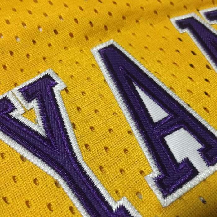 2007-2008 Lakers Bryant #24 Yellow 60th Anniversary Top Quality Dense Embroidery NBA Jersey