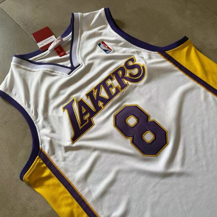 2003-2004 Lakers Bryant #8 White Top Quality Dense Embroidery NBA Jersey