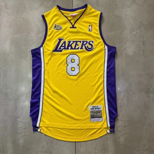 2000-2001 Lakers Bryant #8 Yellow Top Quality Dense Embroidery NBA Jersey