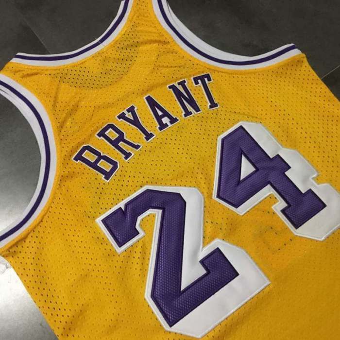 2007-2008 Lakers Bryant #24 Yellow 60th Anniversary Top Quality Dense Embroidery NBA Jersey
