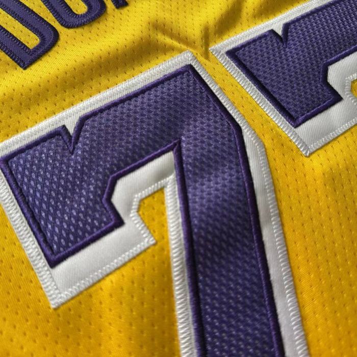 2025 Lakers Dončić #77 Yellow Top Quality Dense Embroidery NBA Jersey