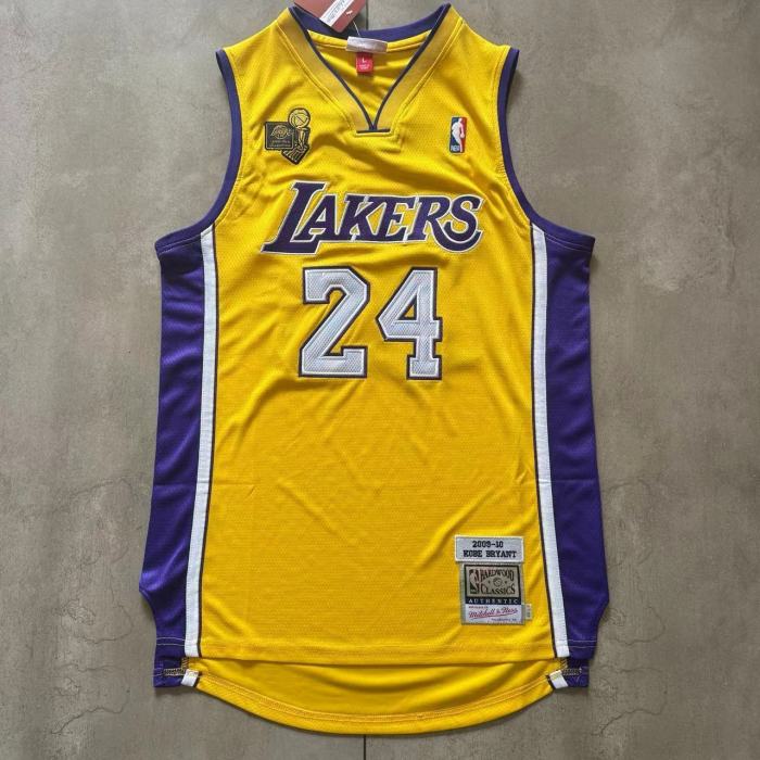 2009-2010 Lakers Bryant #24 Yellow Top Quality Dense Embroidery NBA Jersey