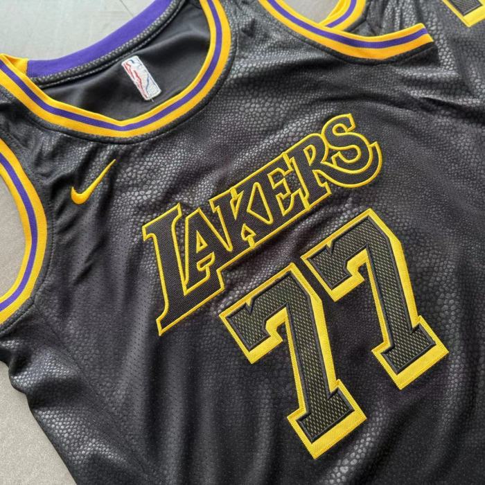 Lakers Dončić #77 Black Snake Pattern Top Quality Dense Embroidery NBA Jersey