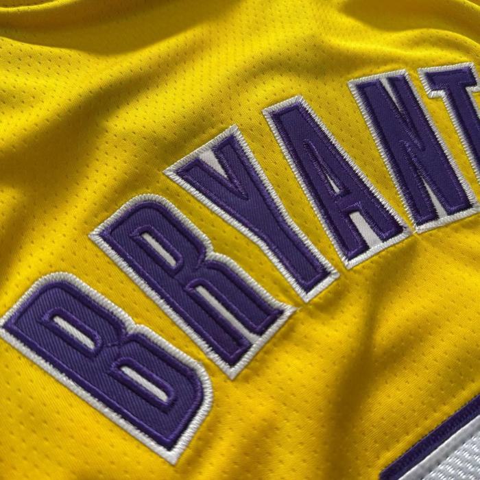 2000-2001 Lakers Bryant #8 Yellow Top Quality Dense Embroidery NBA Jersey