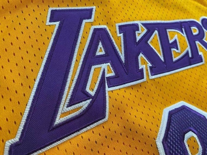 Lakers Bryant #8 & #24 Yellow Retro Top Quality Dense Embroidery NBA Jersey