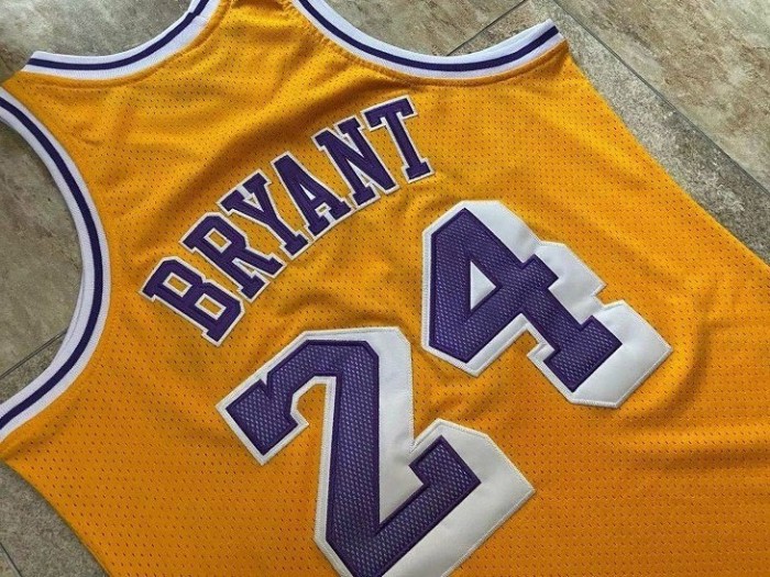 Lakers Bryant #8 & #24 Yellow Retro Top Quality Dense Embroidery NBA Jersey