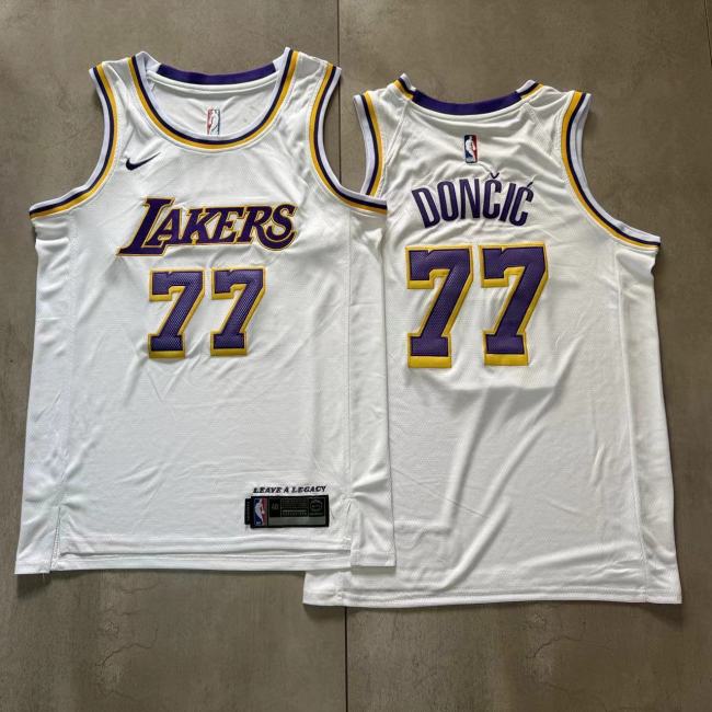 2025 Lakers Dončić #77 White Top Quality Dense Embroidery NBA Jersey