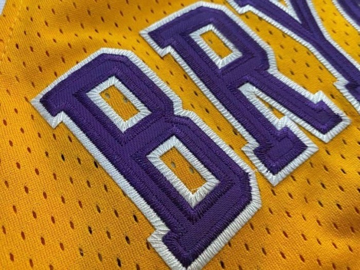 Lakers Bryant #8 & #24 Yellow Retro Top Quality Dense Embroidery NBA Jersey