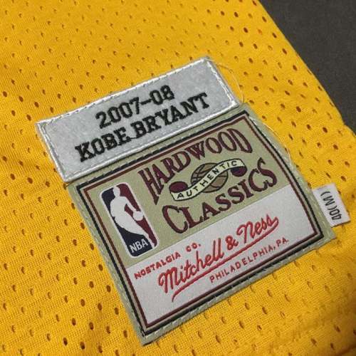 2007-2008 Lakers Bryant #24 Yellow 60th Anniversary Top Quality Dense Embroidery NBA Jersey