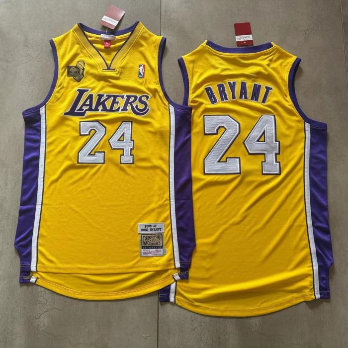 2009-2010 Lakers Bryant #24 Yellow Top Quality Dense Embroidery NBA Jersey