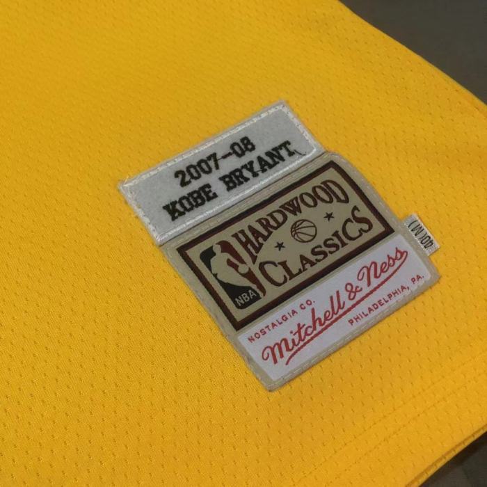 2007-2008 Lakers Bryant #24 Yellow Top Quality Dense Embroidery NBA Jersey