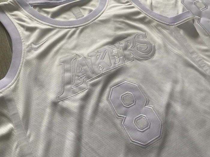 Lakers Bryant #8 White Retro Top Quality Dense Embroidery NBA Jersey