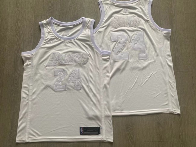 Lakers Bryant #24 White Retro Top Quality Dense Embroidery NBA Jersey