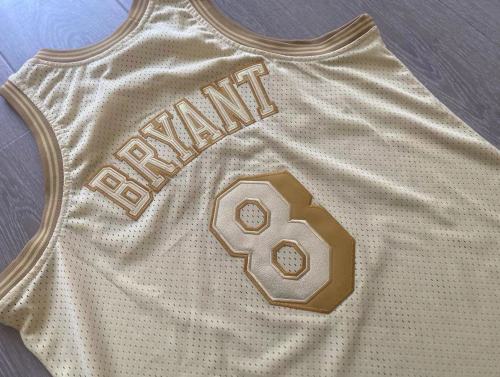 1996-1997 Lakers Bryant #8 Golden Retro Top Quality Dense Embroidery NBA Jersey