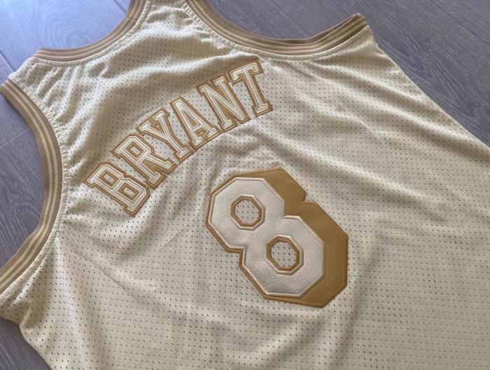 1996-1997 Lakers Bryant #8 Golden Retro Top Quality Dense Embroidery NBA Jersey