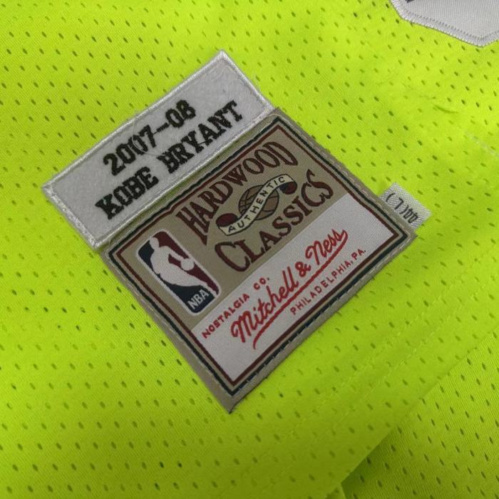 2007-2008 Lakers Bryant #24 Fluorescent Green Top Quality Dense Embroidery NBA Jersey