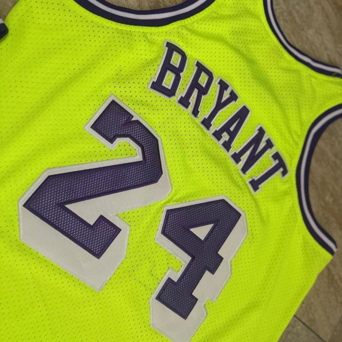 2007-2008 Lakers Bryant #24 Fluorescent Green Top Quality Dense Embroidery NBA Jersey