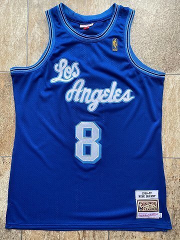 1996-1997 Lakers Bryant #8 Blue Retro Top Quality Dense Embroidery NBA Jersey