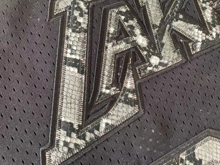 2007-2008 Lakers Bryant #24 Black Leather Snakeskin Retro Top Quality Dense Embroidery NBA Jersey