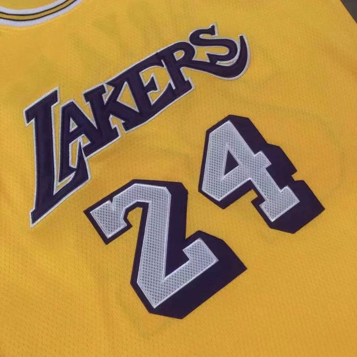 2007-2008 Lakers Bryant #24 Yellow Top Quality Dense Embroidery NBA Jersey