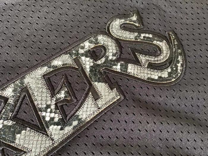 1996-1997 Lakers Bryant #8 Black Leather Snakeskin Retro Top Quality Dense Embroidery NBA Jersey