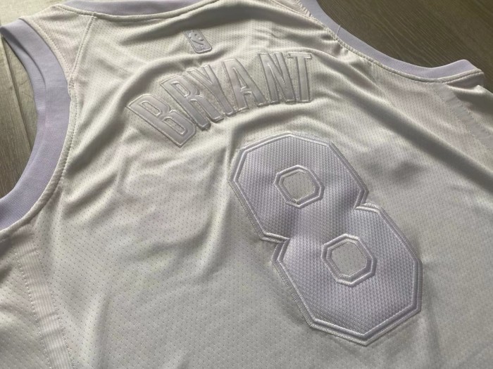 Lakers Bryant #8 White Retro Top Quality Dense Embroidery NBA Jersey